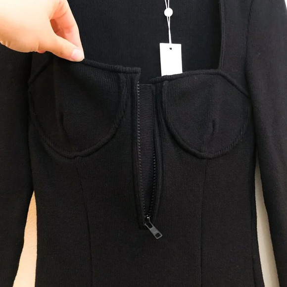 Jonathan Simkhai Standard Pia Bustier Underwire Zip Front Black Mini Dress S NWT - Picture 8 of 10